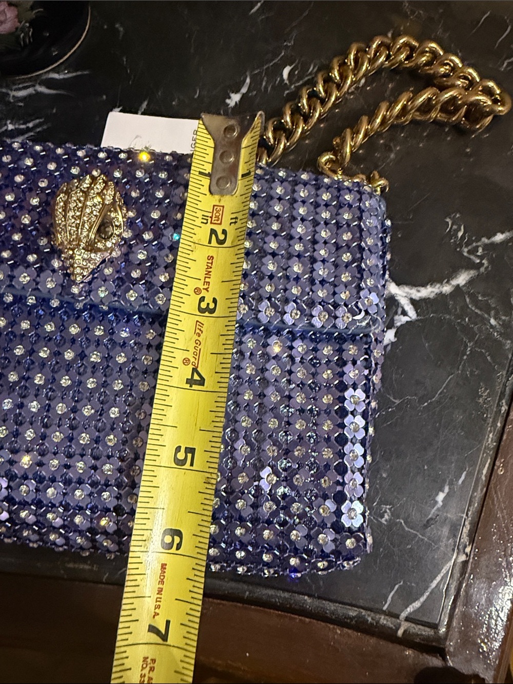 New Kurt Geiger London Embellished Crystal Shoulder Bag interior leather - Picture 10 of 11